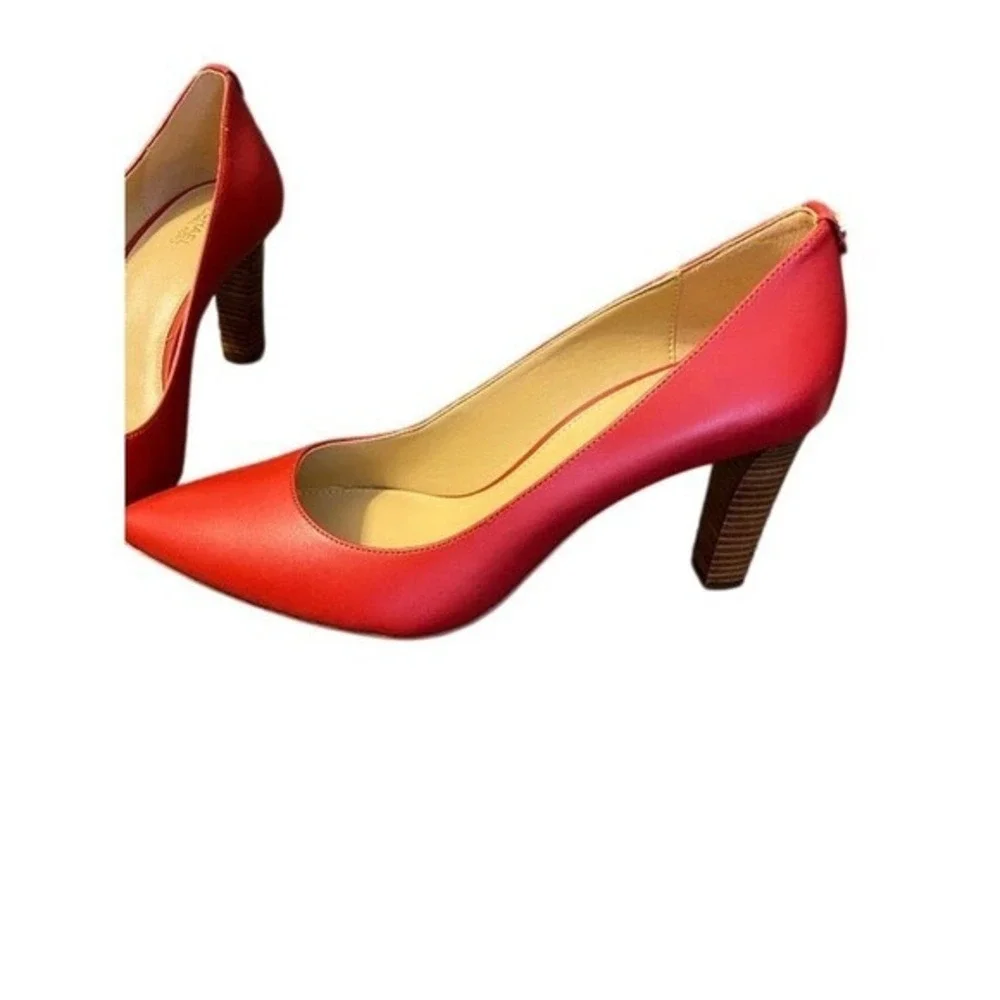 MICHAEL‎ KORS Red Leather Pointed Toe Stiletto Heel Pumps Women Shoes Size 7